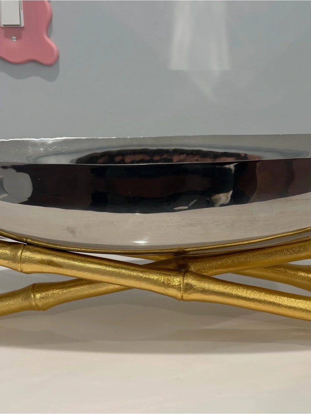 L'Objet Silver Bambou Serving Boat Large 24 x 7
